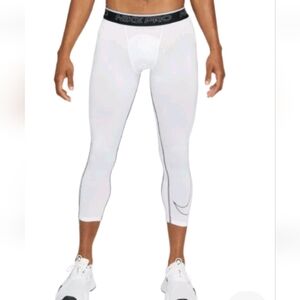 Nike Pro Dri-Fit Men's 3/4 Training Tights White Size M